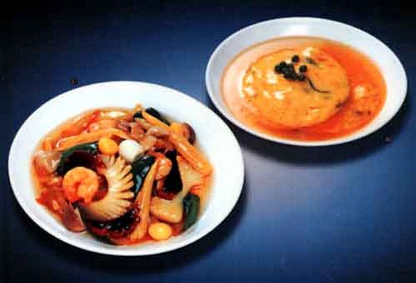 玉子、豆腐、野菜料理